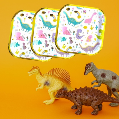 Sqr. Dino Plates  - 10PC - 9 inches