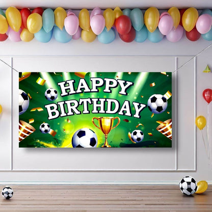 Happy Birthday Soccer Banner 4FT X 2FT