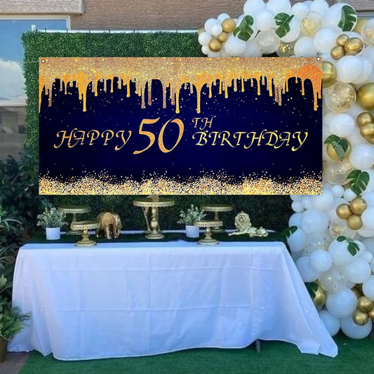 Happy 50th Birthday Banner - 4FT X 2FT