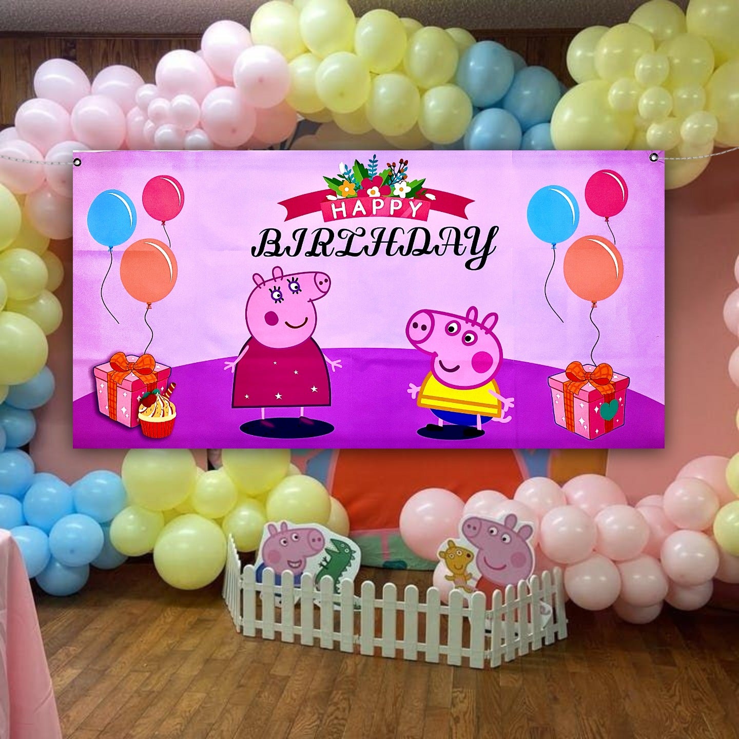 Peppa Pig Birthday Banner - 4FT X 2 FT