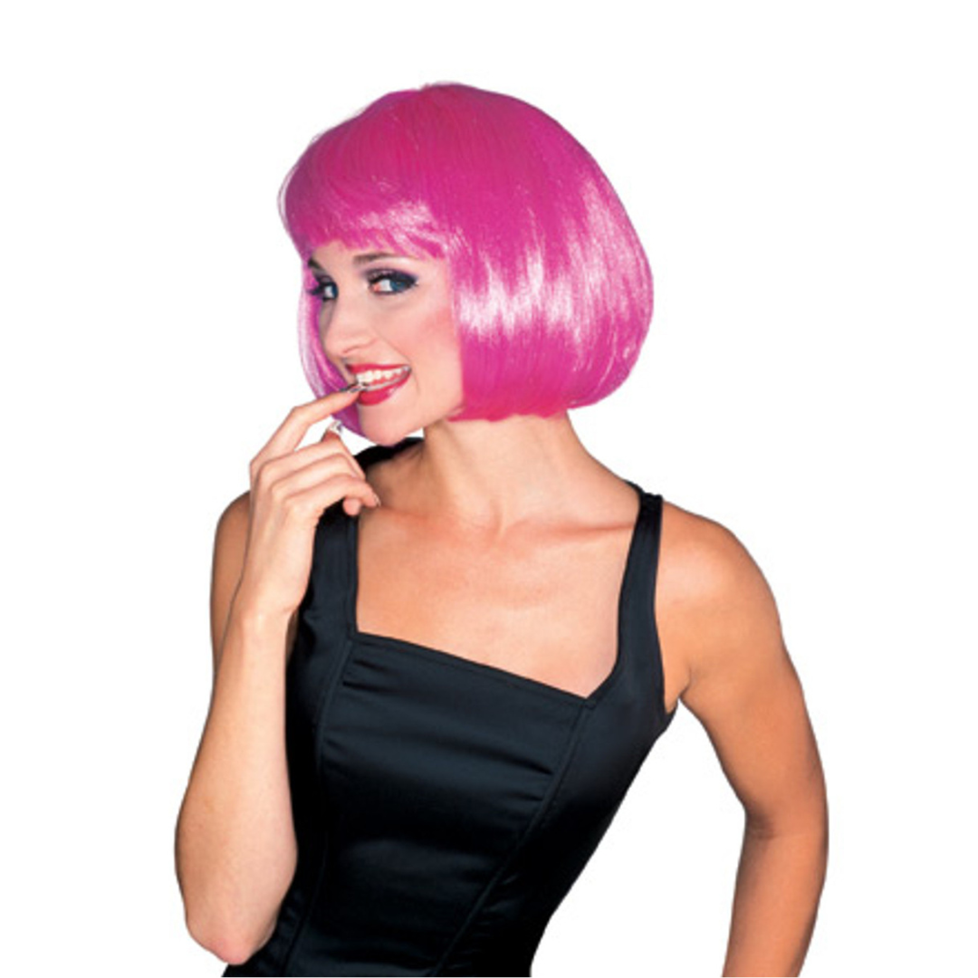 Pink Bob Wig with Bangs Short Blunt Cut Wig for Women Pink Straight Hair Blunt Wig for Halloween Cosplay Party