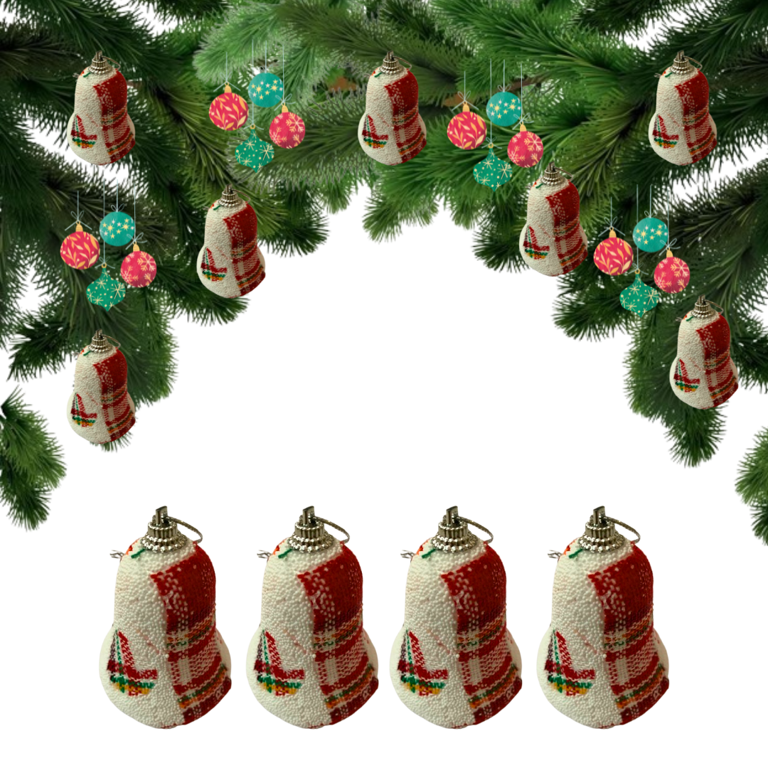 Red & White Bell Hanging - 4PC