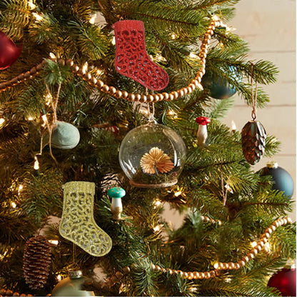 Santa Stocking Tree Hanging Decoration  2Pc