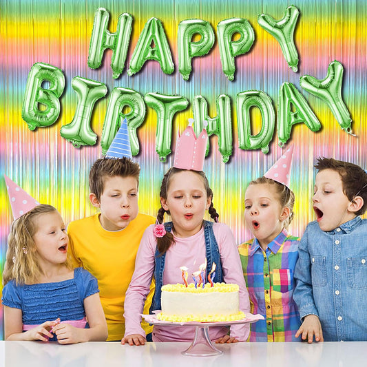 Wanna Party Rainbow Foil Fringe Curtains, 2 Pack Rainbow Party Decorations 3 x7 ft Tinsel Metallic Streamers Holiday Photo Booth Props Backdrop for Birthday Wedding Engagement Bridal Shower