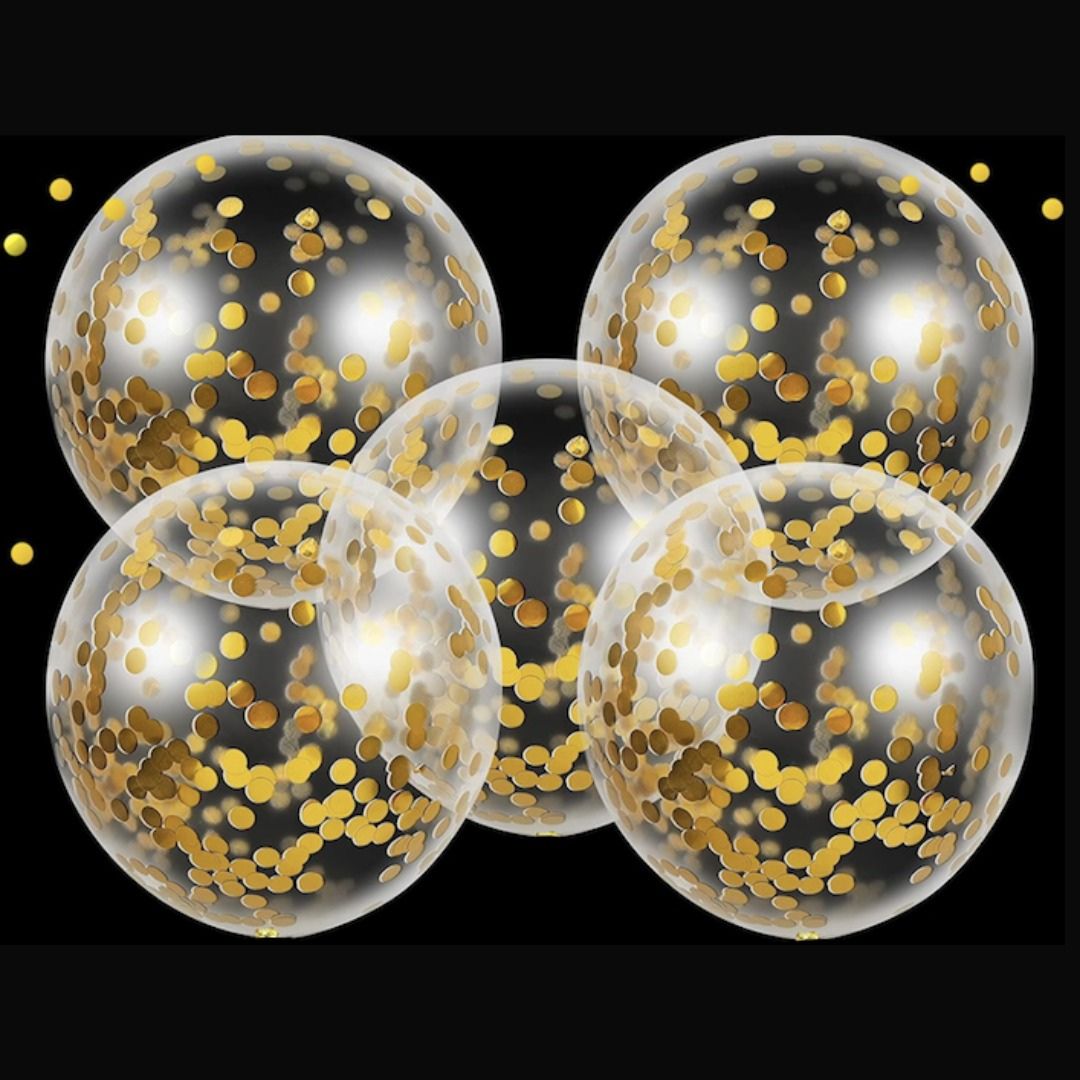 Wanna Party 5 Pieces 24 Inch Jumbo Bubble Confetti Bobo Balloons Including Gold Confetti for Wedding Birthday Anniversary Christmas Decorations(Gold)