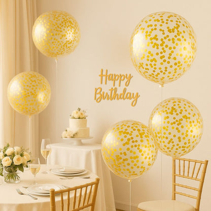 Wanna Party 5 Pieces 24 Inch Jumbo Bubble Confetti Bobo Balloons Including Gold Confetti for Wedding Birthday Anniversary Christmas Decorations(Gold)