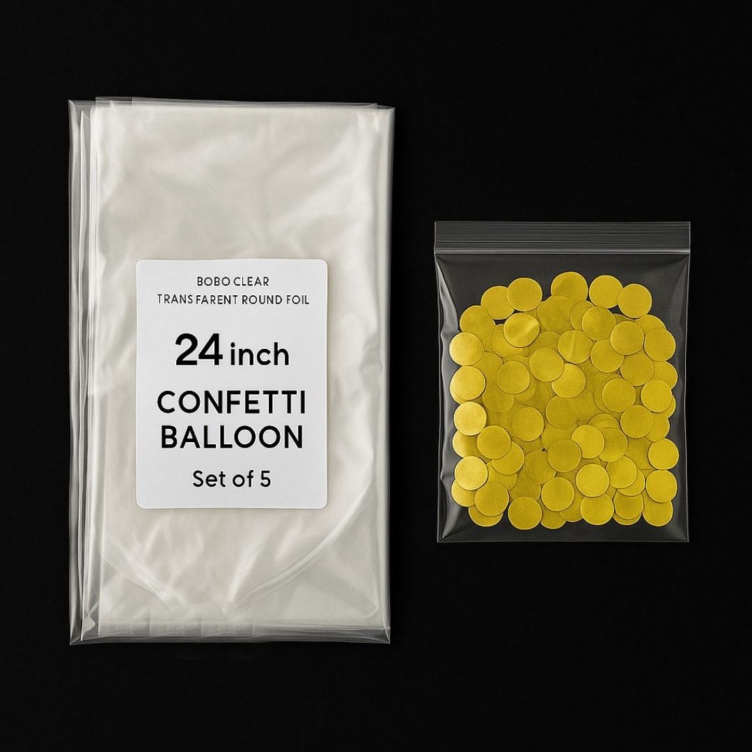 Wanna Party 5 Pieces 24 Inch Jumbo Bubble Confetti Bobo Balloons Including Gold Confetti for Wedding Birthday Anniversary Christmas Decorations(Gold)