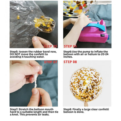 Wanna Party 5 Pieces 24 Inch Jumbo Bubble Confetti Bobo Balloons Including Gold Confetti for Wedding Birthday Anniversary Christmas Decorations(Gold)