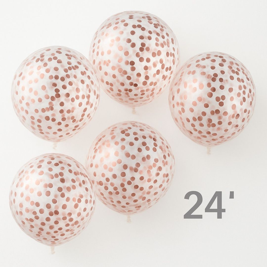 Wanna Party 5 Pieces 24 Inch Jumbo Bubble Confetti Bobo Balloons Including Gold Confetti for Wedding Birthday Anniversary Christmas Decorations(Rose Gold)