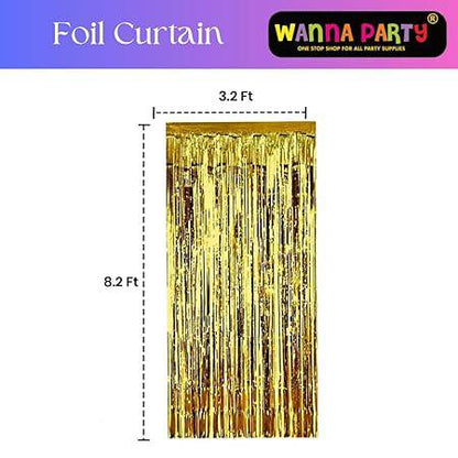 Happy Birthday Banner Decoration Kit including Birthday Banner, Foil Curtain and Black & Golden Balloons- Set of   34Pcs