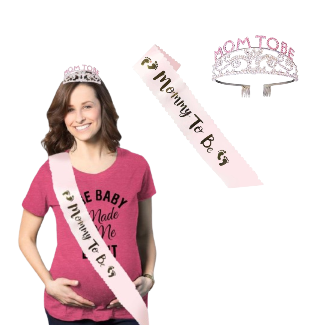 Baby Shower Decoration Items Mom to Be Sash and Tiara 2pcs For Maternity