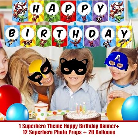 Superhero Theme Birthday Decoration Combo Pack of 33