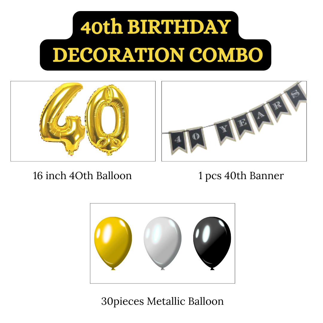 Happy 40th Birthday Decorations Combo Kit - 33 pcs