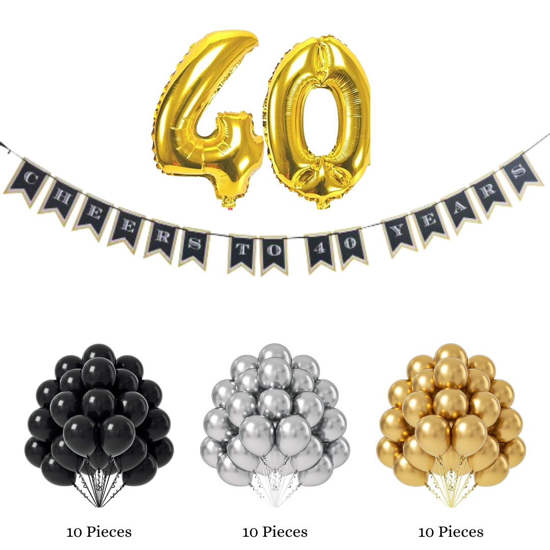 Happy 40th Birthday Decorations Combo Kit - 33 pcs