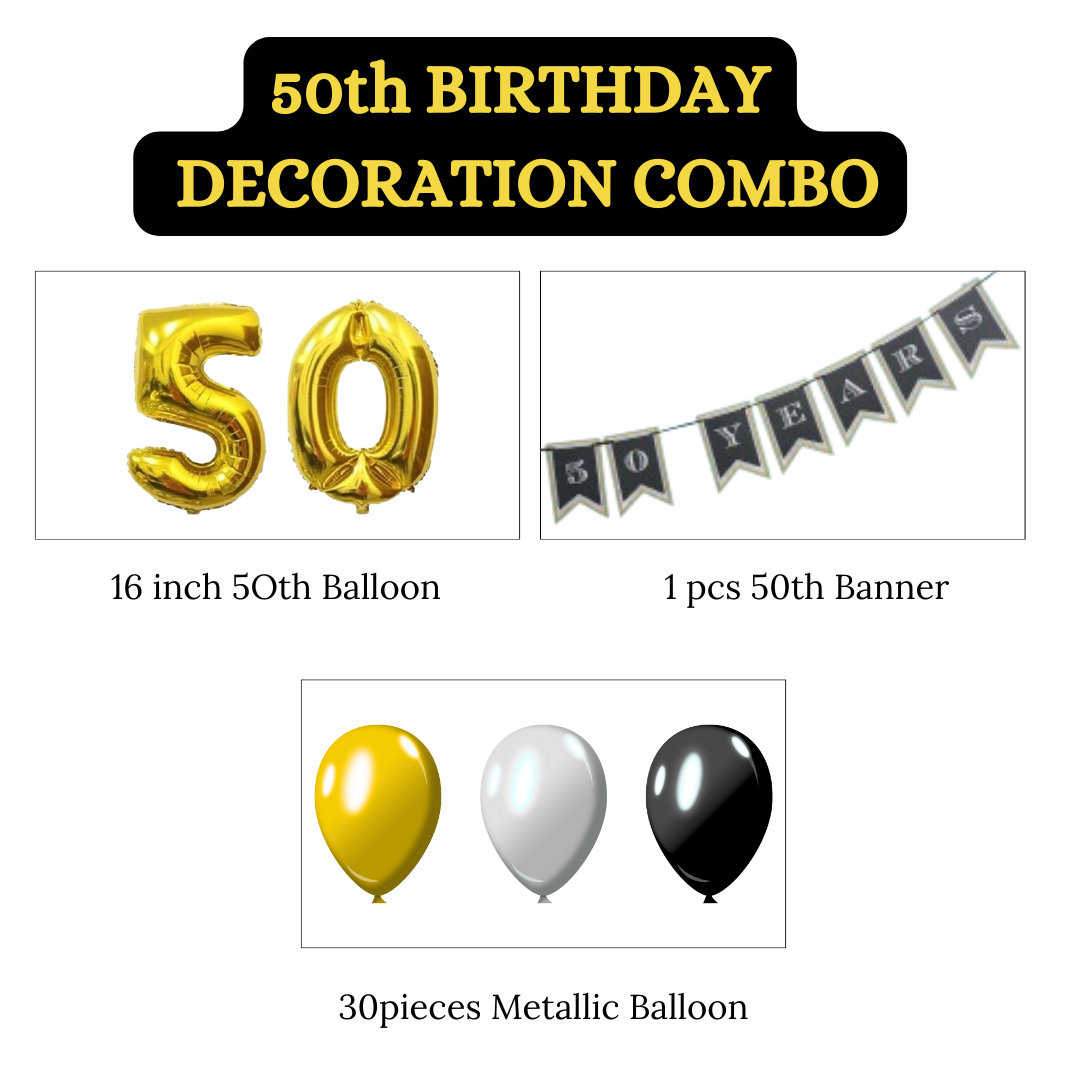 Happy 50th Birthday Decorations Combo Kit - 33 pcs