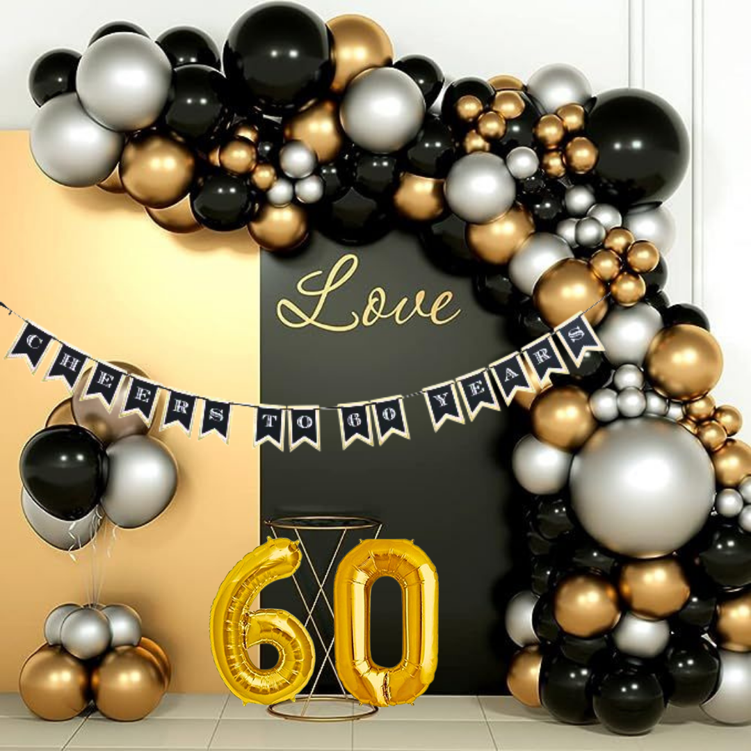 Wanna Party Happy 60th Birthday Decorations Combo Kit - 33 pcs