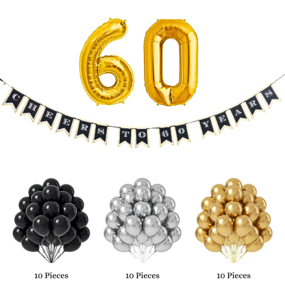 Wanna Party Happy 60th Birthday Decorations Combo Kit - 33 pcs