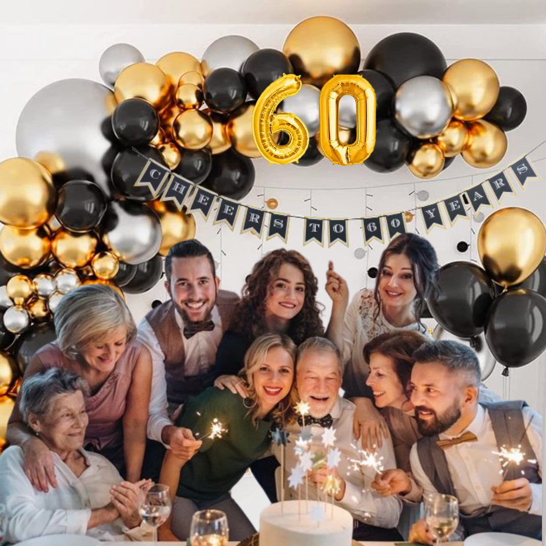 Wanna Party Happy 60th Birthday Decorations Combo Kit - 33 pcs