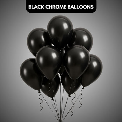 Black Chrome Balloon Latex / Rubber Balloons - Helium Quality - 12 inches - Bulk Pack - 50PC