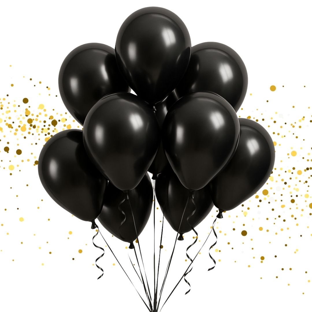 Black Chrome Balloon Latex / Rubber Balloons - Helium Quality - 12 inches - Bulk Pack - 50PC