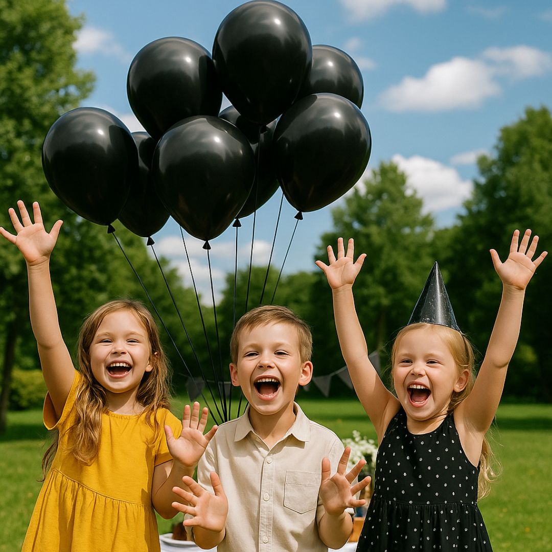 Black Chrome Balloon Latex / Rubber Balloons - Helium Quality - 12 inches - Bulk Pack - 50PC