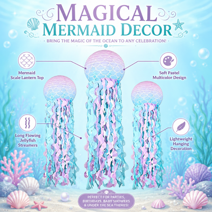 Mermaid Lanterns Hanging Decoration Combo 3PC - Ocean Theme | Wanna Party - Image 9
