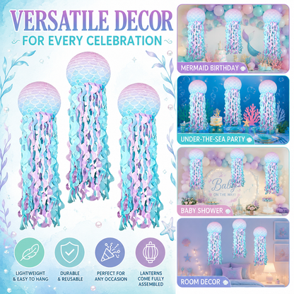 Mermaid Lanterns Hanging Decoration Combo 3PC - Ocean Theme | Wanna Party - Image 6