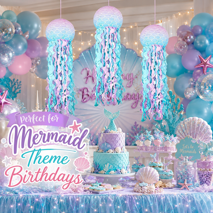 Mermaid Lanterns Hanging Decoration Combo 3PC - Ocean Theme | Wanna Party - Image 3