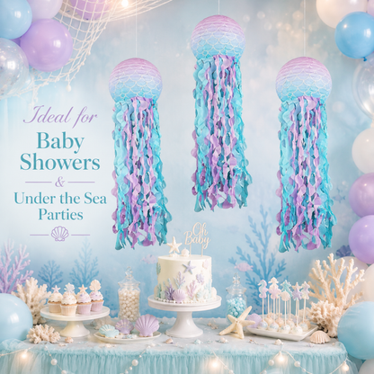 Mermaid Lanterns Hanging Decoration Combo 3PC - Ocean Theme | Wanna Party - Image 4