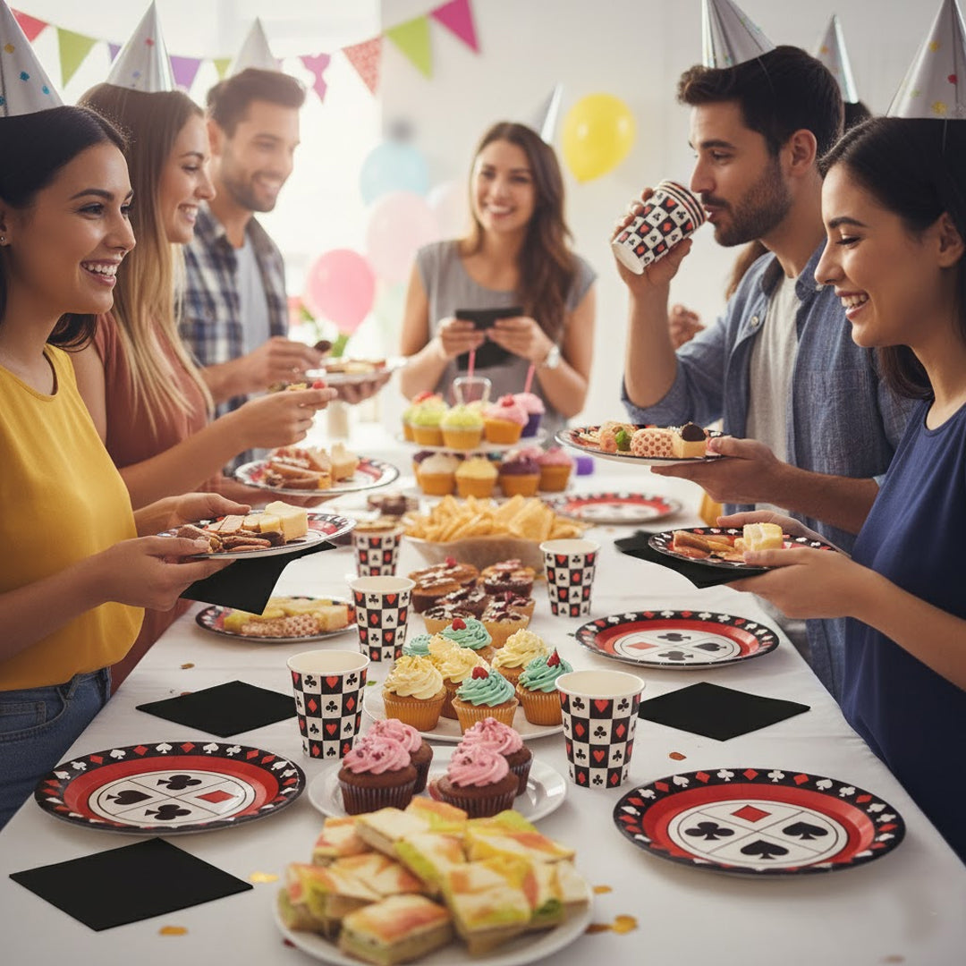 Card Party Theme Tableware Set w/ Plates, Cups & Napkins - 40PC