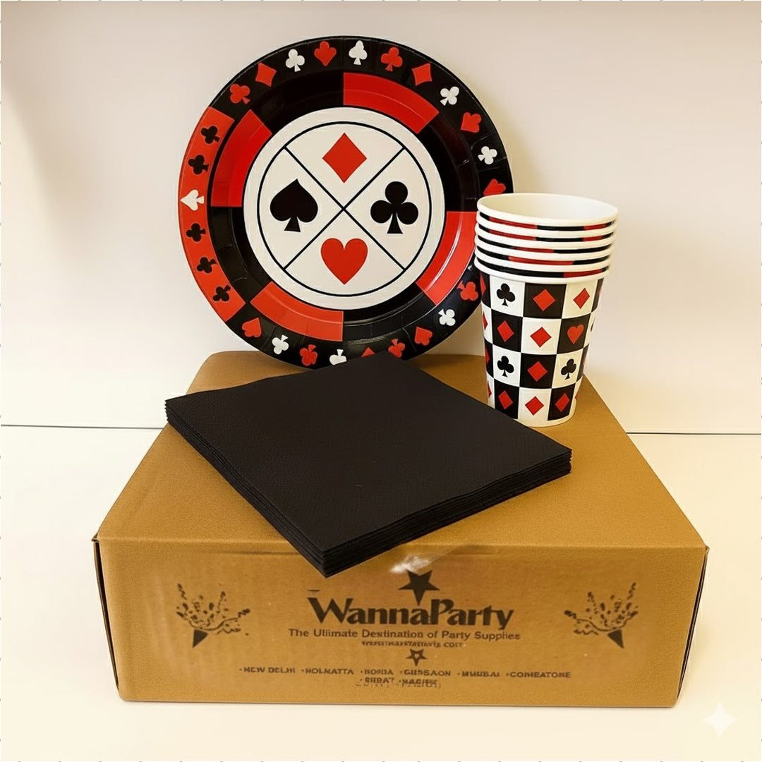 Card Party Theme Tableware Set w/ Plates, Cups & Napkins - 40PC