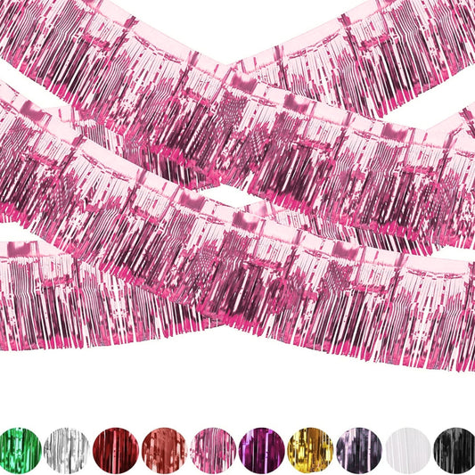 Metallic Foil Fringe Light Pink Garland Set for Wall Hanging Decoration - 4PC