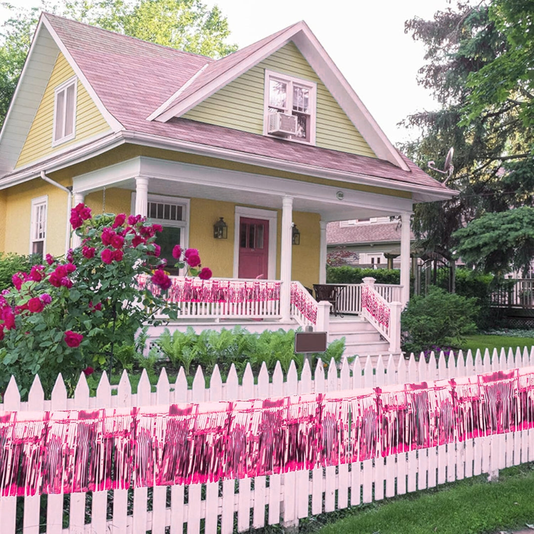 Metallic Foil Fringe Light Pink Garland Set for Wall Hanging Decoration - 4PC