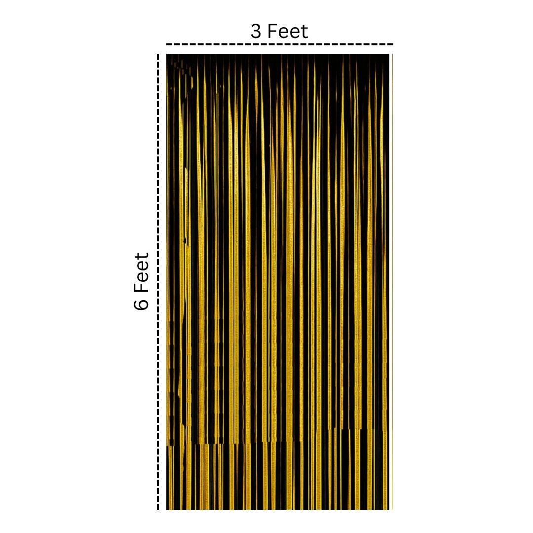 Wanna Party Black Gold 2 Pack Metallic Tinsel Foil Fringe Curtains, 3x6 Feet Black Gold Streamers for Party, Door Streamers Party Decorations, Party Streamers for Birthday Christmas Party Decorations