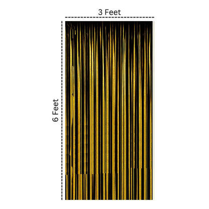 Wanna Party Black Gold 2 Pack Metallic Tinsel Foil Fringe Curtains, 3x6 Feet Black Gold Streamers for Party, Door Streamers Party Decorations, Party Streamers for Birthday Christmas Party Decorations