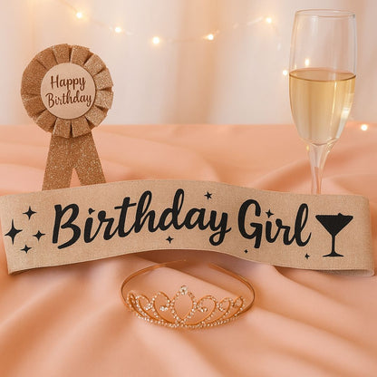 Birthday Girl Sash & Badge Combo - Set of 2