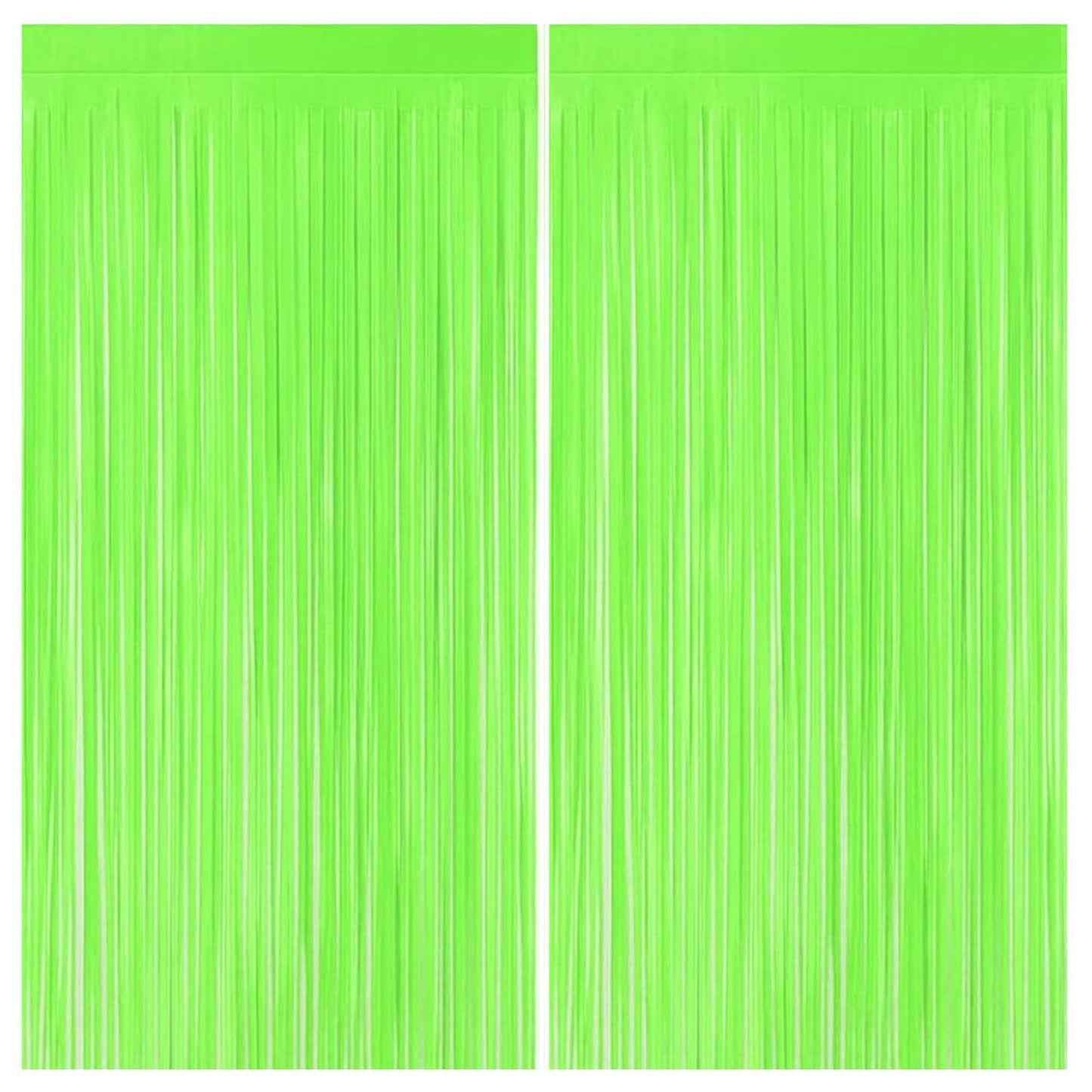 2Pcs Textured Shiny Neon Green Foil Curtain For Decoration – 3.28 x 6.56 FT