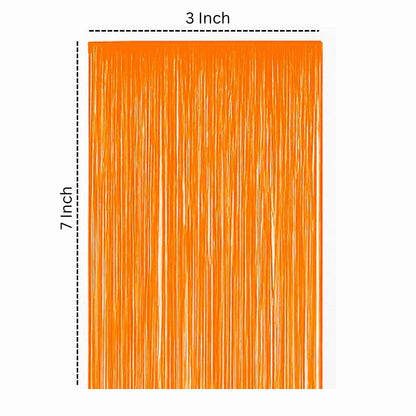 2Pcs Textured Shiny Neon Orange Foil Curtain For Decoration – 3.28 x 6.56 FT