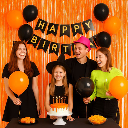 2Pcs Textured Shiny Neon Orange Foil Curtain For Decoration – 3.28 x 6.56 FT