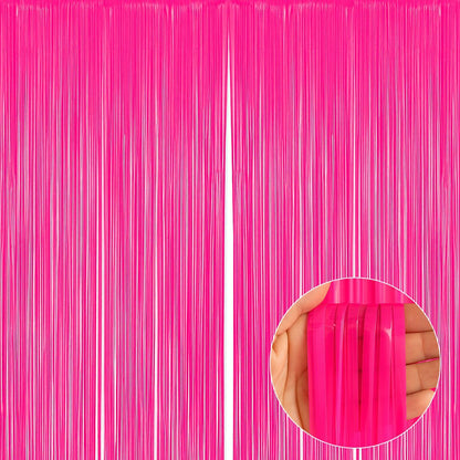 Wanna Party Pack of 2 Neon Pink Foil Curtains Backdrop