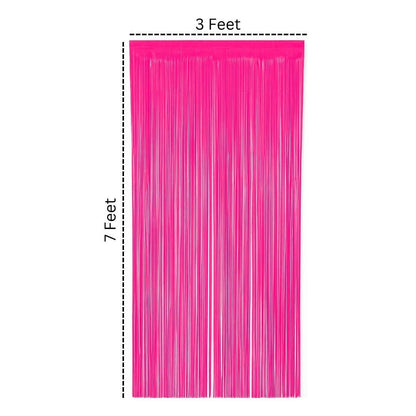 Wanna Party Pack of 2 Neon Pink Foil Curtains Backdrop