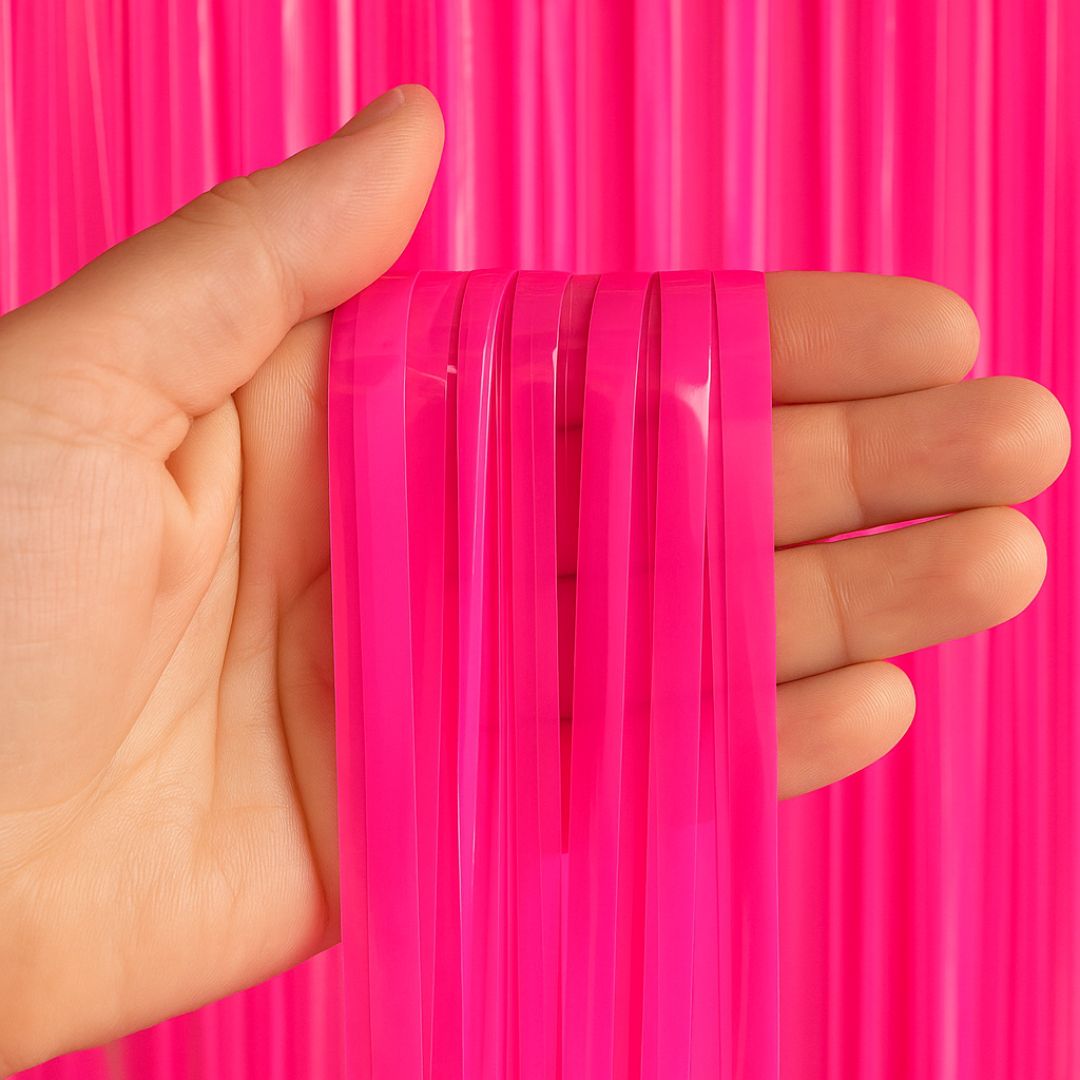 Wanna Party Pack of 2 Neon Pink Foil Curtains Backdrop