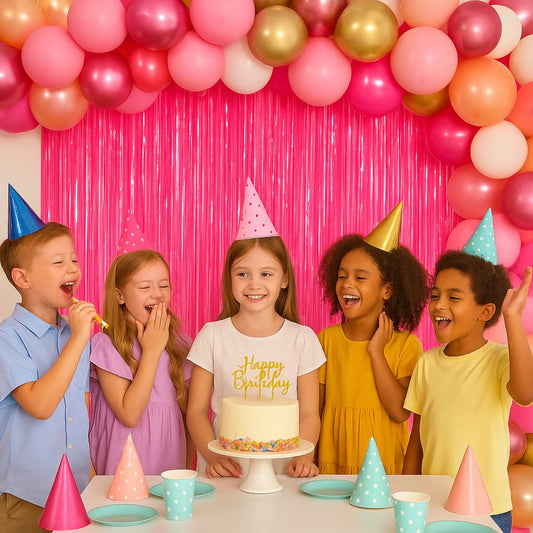 Wanna Party Pack of 2 Neon Pink Foil Curtains Backdrop