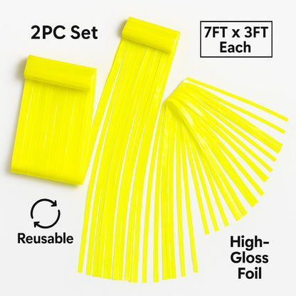 Wanna Party Pack of 2 Neon YellowFoil Curtains Backdrop