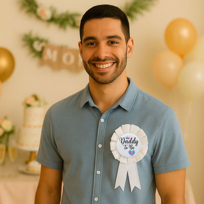 Mom to Be Sash, Maternity Belly Band and Dad to Be Pin Badge for Baby Shower Gift for ExpectingParents - Set of 3