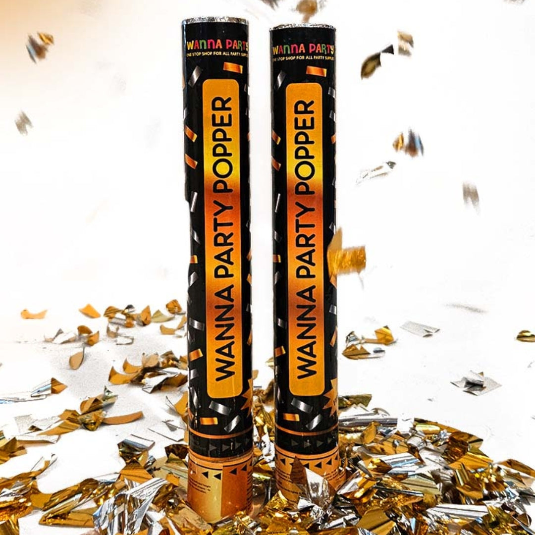 Party Poppers - Pack of 2 & and Sparkling Candle - Pack of 6 Combo Pack