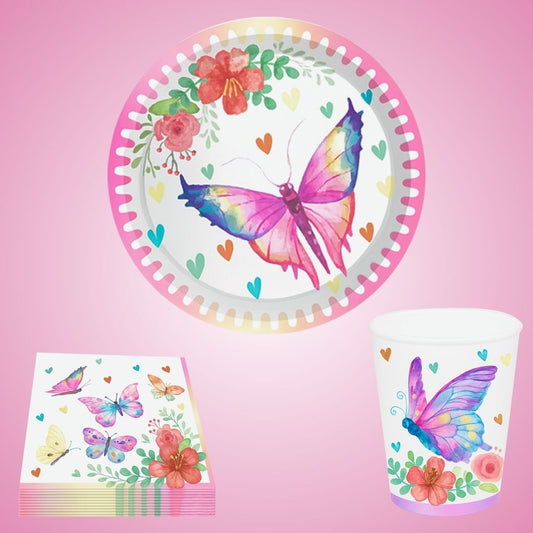 Butterfly Theme Tableware Combo Set - Pack of 40