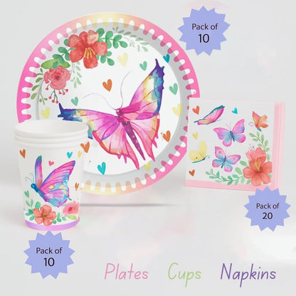 Butterfly Theme Tableware Combo Set - Pack of 40