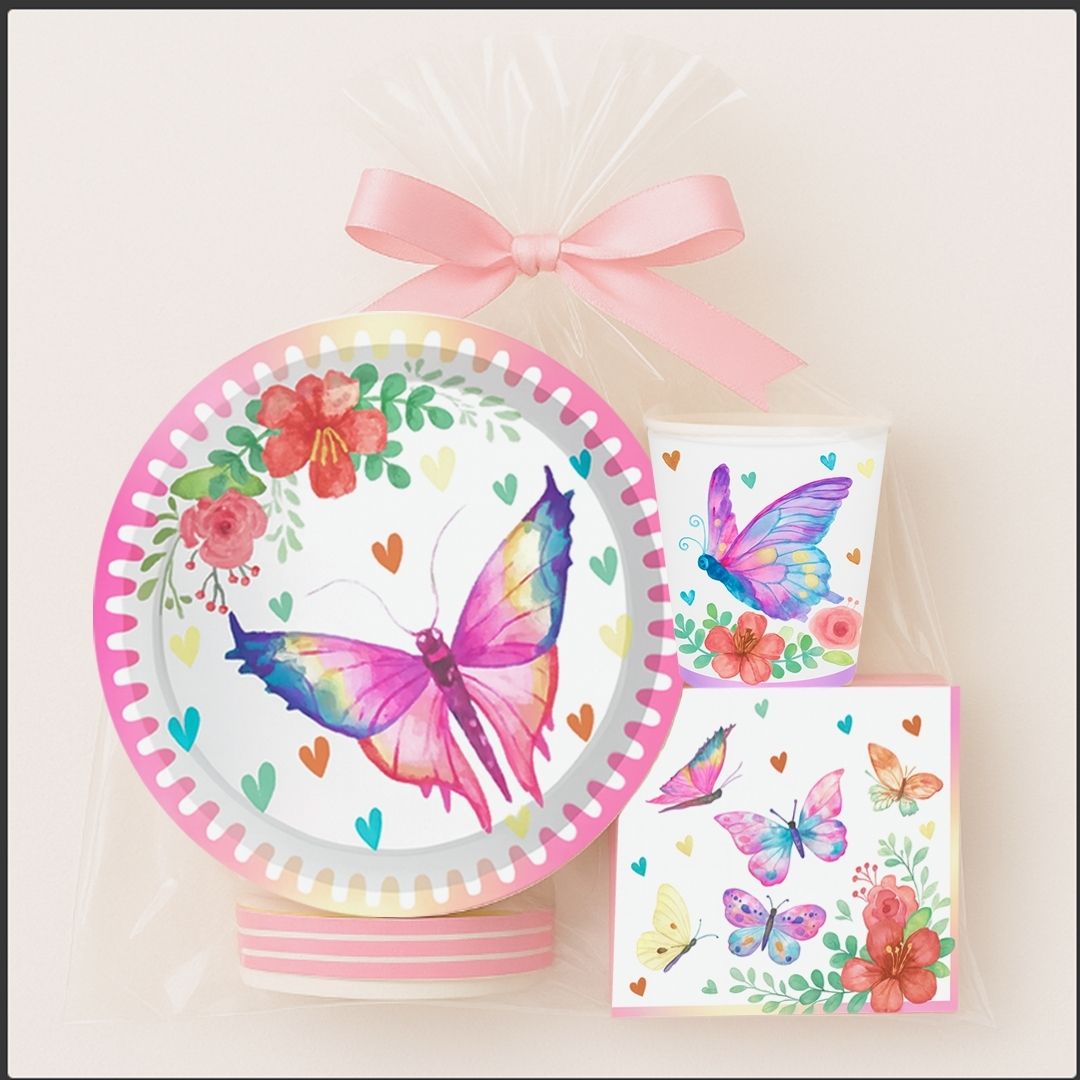 Butterfly Theme Tableware Combo Set - Pack of 40