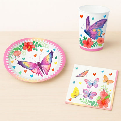 Butterfly Theme Tableware Combo Set - Pack of 40
